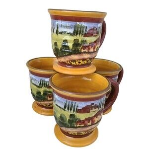 set of 4 retired romancing provence douce provence handpainted coffee tea mugs